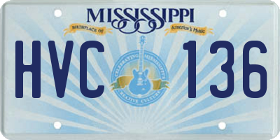 MS license plate HVC136