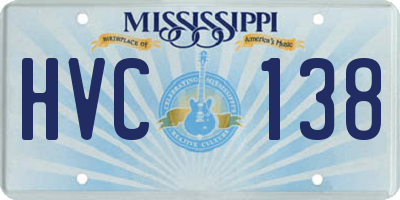 MS license plate HVC138