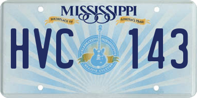 MS license plate HVC143