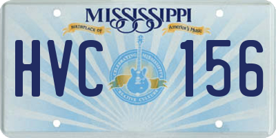 MS license plate HVC156