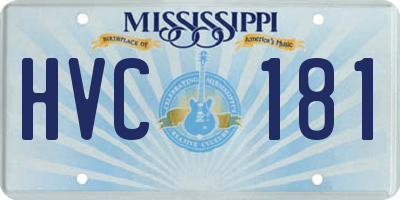 MS license plate HVC181