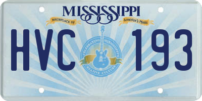 MS license plate HVC193