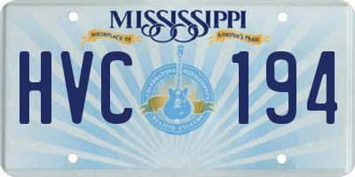 MS license plate HVC194