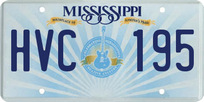 MS license plate HVC195