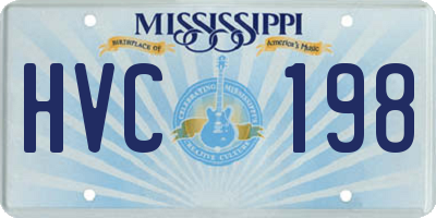 MS license plate HVC198