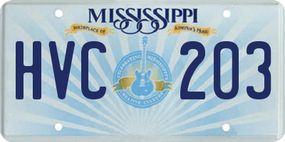 MS license plate HVC203