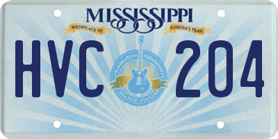MS license plate HVC204