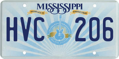 MS license plate HVC206
