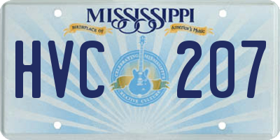 MS license plate HVC207