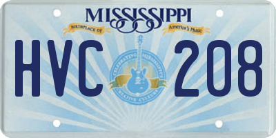 MS license plate HVC208