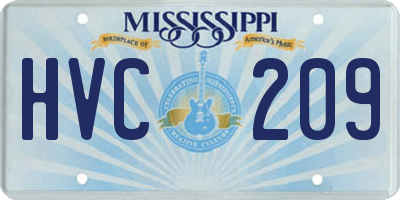 MS license plate HVC209