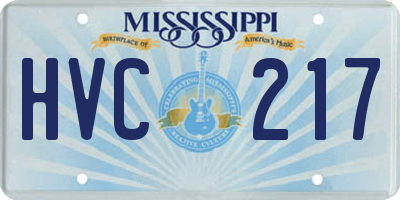 MS license plate HVC217