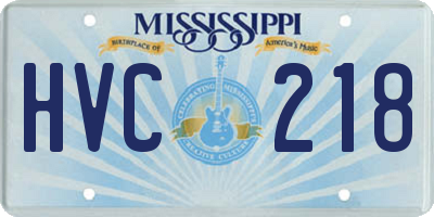 MS license plate HVC218