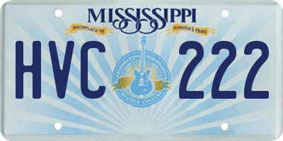 MS license plate HVC222