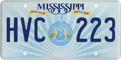 MS license plate HVC223