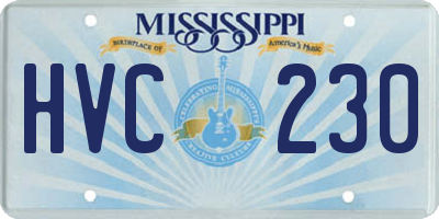 MS license plate HVC230