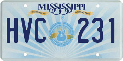 MS license plate HVC231