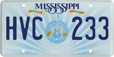 MS license plate HVC233