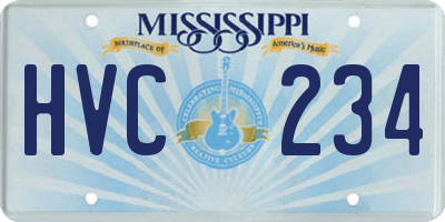 MS license plate HVC234