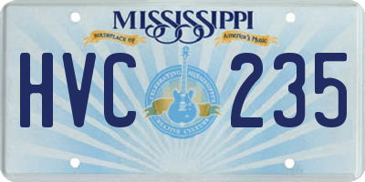 MS license plate HVC235