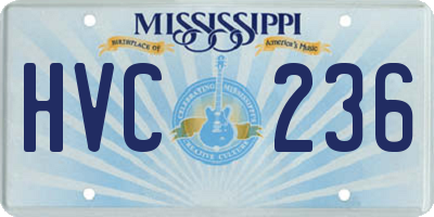 MS license plate HVC236