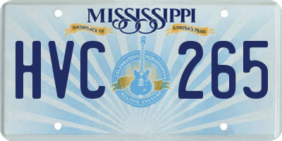MS license plate HVC265