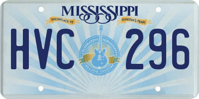 MS license plate HVC296