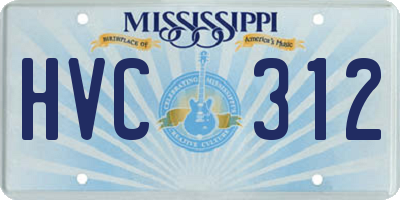MS license plate HVC312