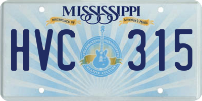 MS license plate HVC315