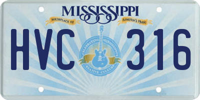 MS license plate HVC316