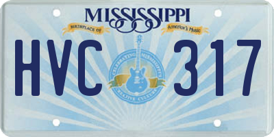MS license plate HVC317