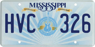 MS license plate HVC326
