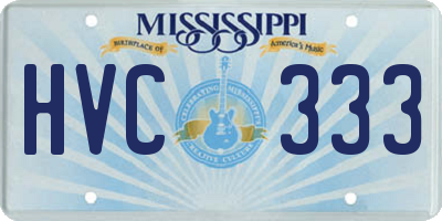 MS license plate HVC333
