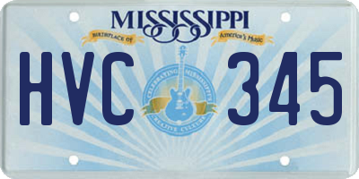 MS license plate HVC345