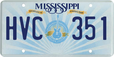 MS license plate HVC351