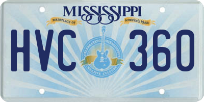 MS license plate HVC360
