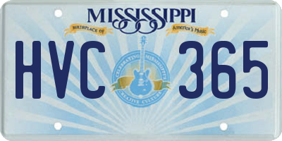 MS license plate HVC365