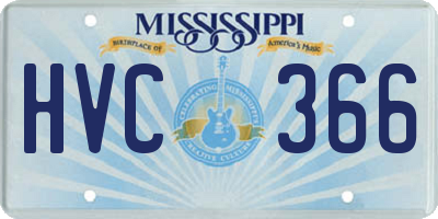 MS license plate HVC366