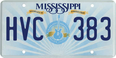 MS license plate HVC383