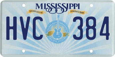 MS license plate HVC384