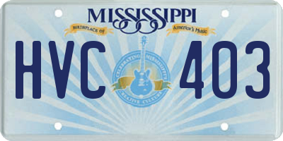 MS license plate HVC403