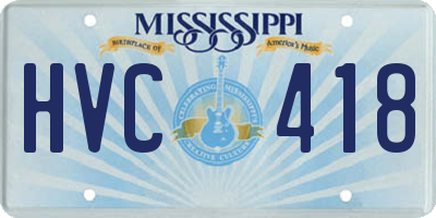 MS license plate HVC418