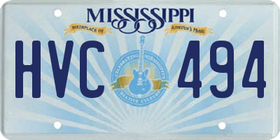 MS license plate HVC494