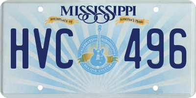 MS license plate HVC496