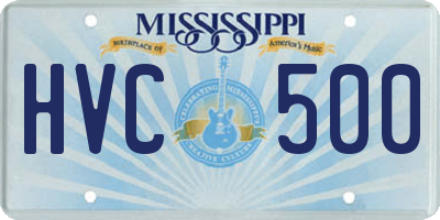 MS license plate HVC500