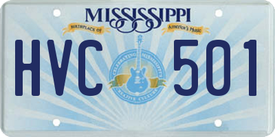 MS license plate HVC501