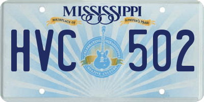 MS license plate HVC502
