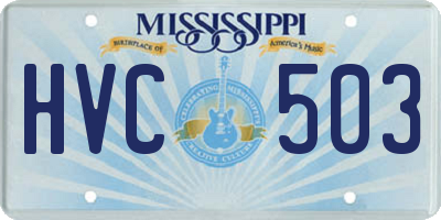 MS license plate HVC503