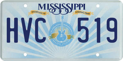 MS license plate HVC519