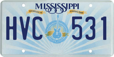 MS license plate HVC531